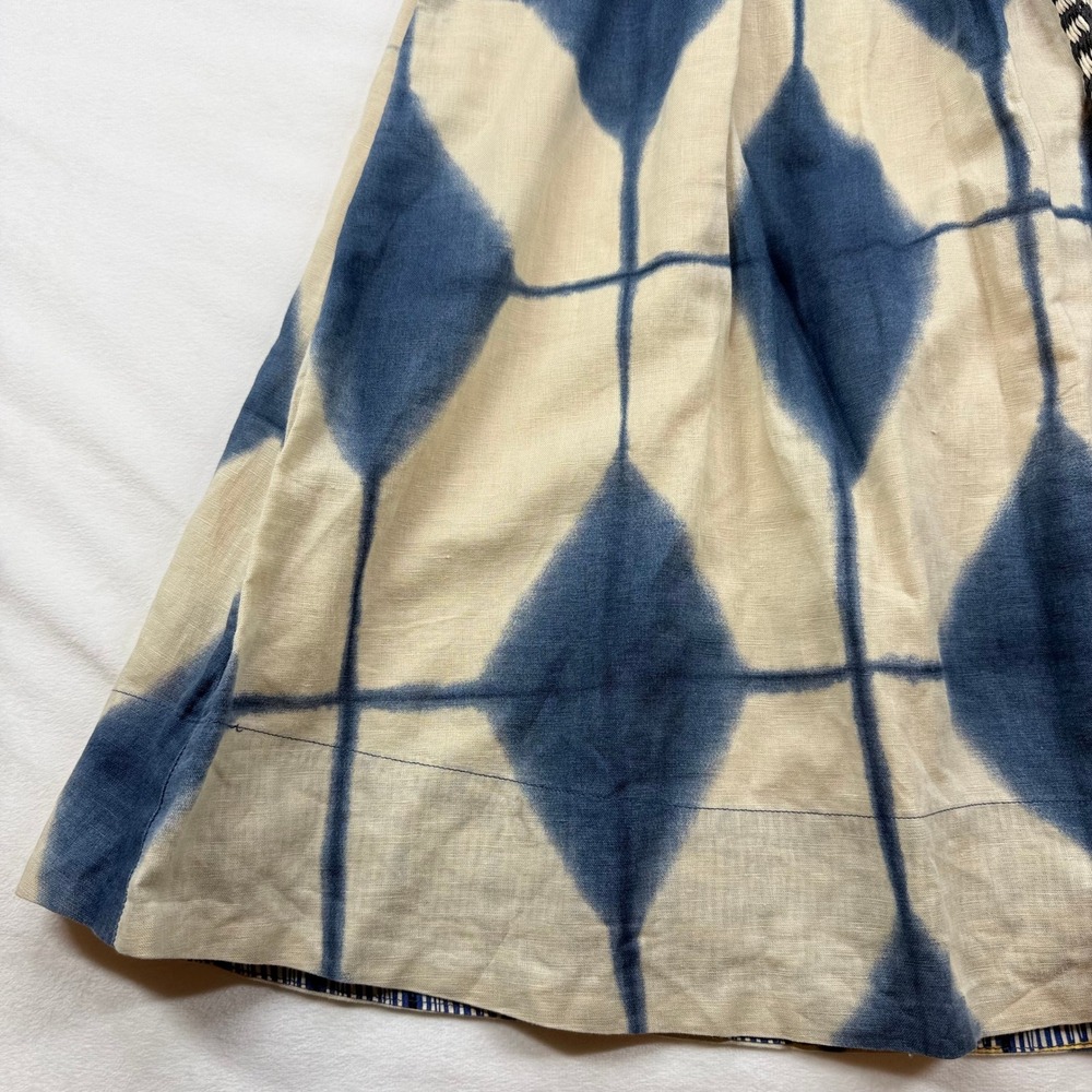 Anthropologie Maeve Halter Midi Dress Blue White Tie Dye Diamond Mixed Print - Picture 16 of 16